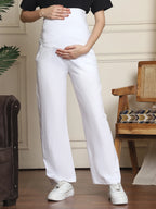 Women Cotton High-Rise Maternity Track Pants