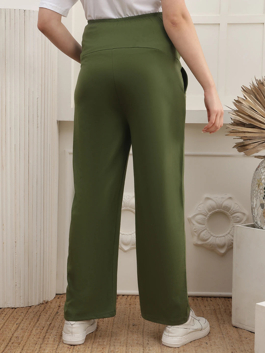 Women Cotton Straight Fit Maternity Track Pants