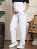 Women Cotton High-Rise Maternity Track Pants