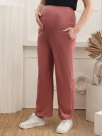 Women Cotton Straight Fit Maternity Track Pants
