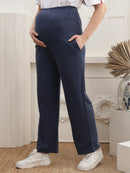 Women Cotton Straight Fit Maternity Track Pants