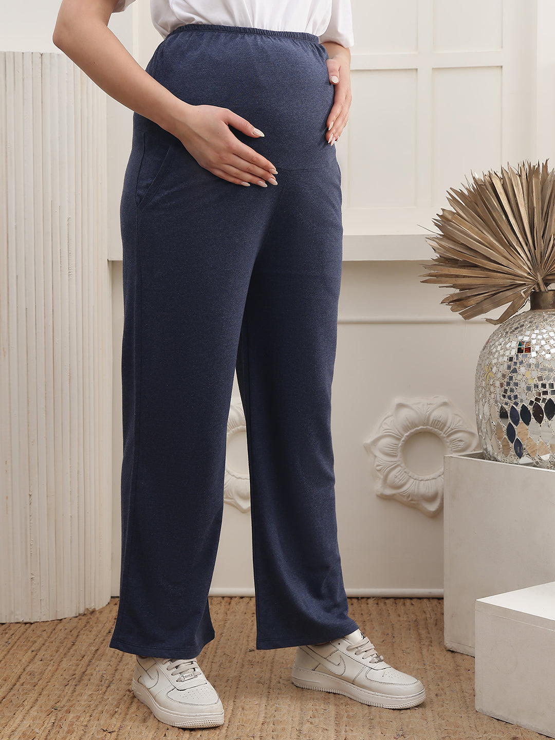 Women Cotton Straight Fit Maternity Track Pants