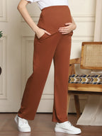 Women Cotton High-Rise Maternity Track Pants