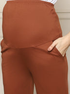 Women Cotton High-Rise Maternity Track Pants