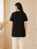 Women’s Black Solid Cotton Maternity T-Shirt