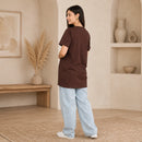 Women’s Brown Solid Cotton Maternity T-Shirt