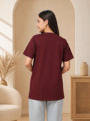 Women’s Maroon Solid Cotton Maternity T-Shirt