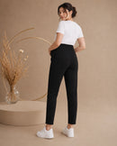 Women’s Black Lycra Polyester Regular-Fit Maternity Track Pants
