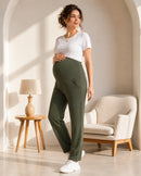 Women’s Olive Cotton Straight-Fit Maternity Track Pants