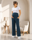 Women’s Teal Green Cotton Straight-Fit Maternity Track Pants