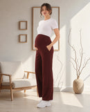 Women’s Maroon Cotton Straight-Fit Maternity Track Pants