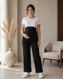 Women’s Black Cotton Straight-Fit Maternity Track Pants