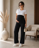 Women’s Black Cotton Straight-Fit Maternity Track Pants