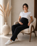 Women’s Black Cotton Straight-Fit Maternity Track Pants