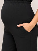 Women’s Black Cotton Straight-Fit Maternity Track Pants
