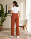 Women’s Brown Cotton Straight-Fit Maternity Track Pants