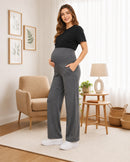 Women’s Grey Cotton Straight-Fit Maternity Track Pants