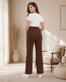 Women’s Brown Cotton Straight-Fit Maternity Track Pants