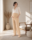 Women’s Cream Cotton Straight-Fit Maternity Track Pants
