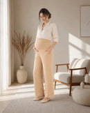 Women’s Cream Cotton Straight-Fit Maternity Track Pants
