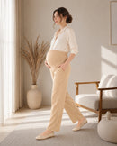 Women’s Cream Cotton Straight-Fit Maternity Track Pants