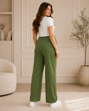 Women’s Olive Cotton Straight-Fit Maternity Track Pants