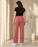 Women’s Dusty Rose Cotton Straight-Fit Maternity Track Pants
