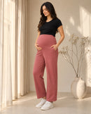 Women’s Dusty Rose Cotton Straight-Fit Maternity Track Pants