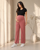 Women’s Dusty Rose Cotton Straight-Fit Maternity Track Pants