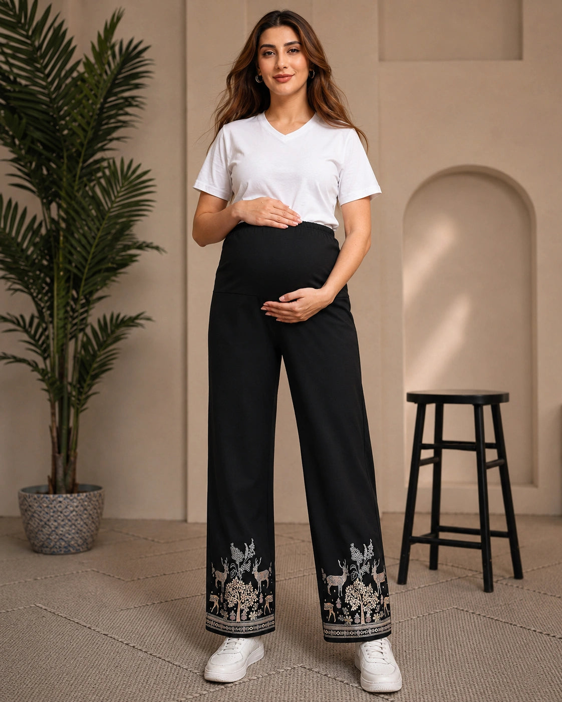 Women’s Bottom Floral Print Maternity Track Pants