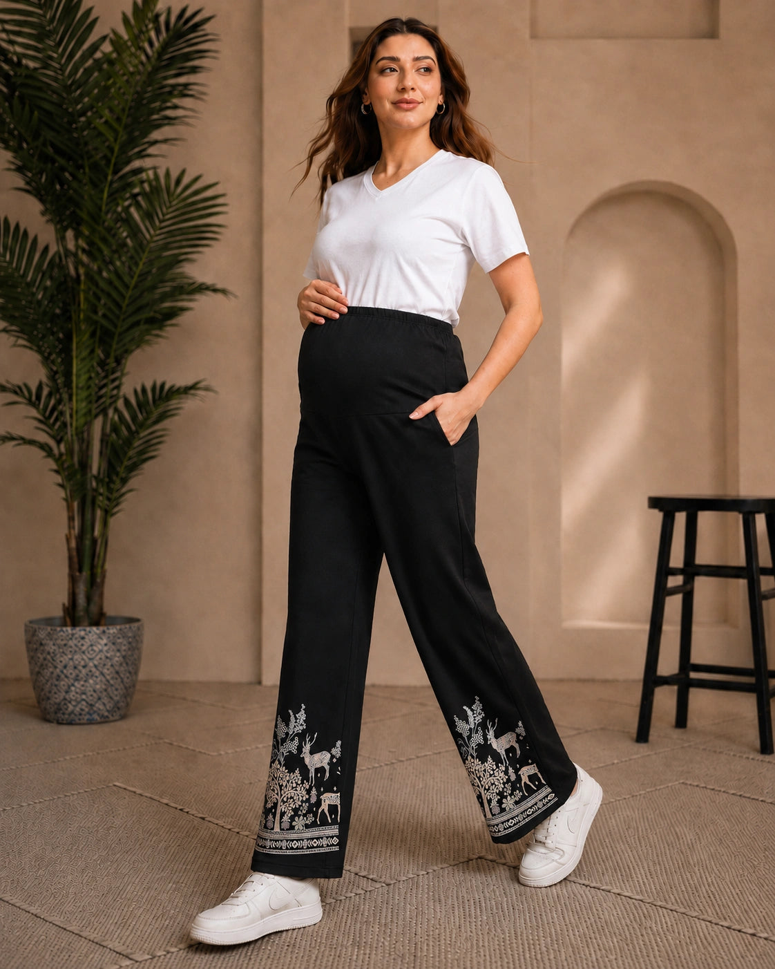 Women’s Bottom Floral Print Maternity Track Pants