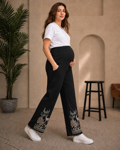 Women’s Bottom Floral Print Maternity Track Pants