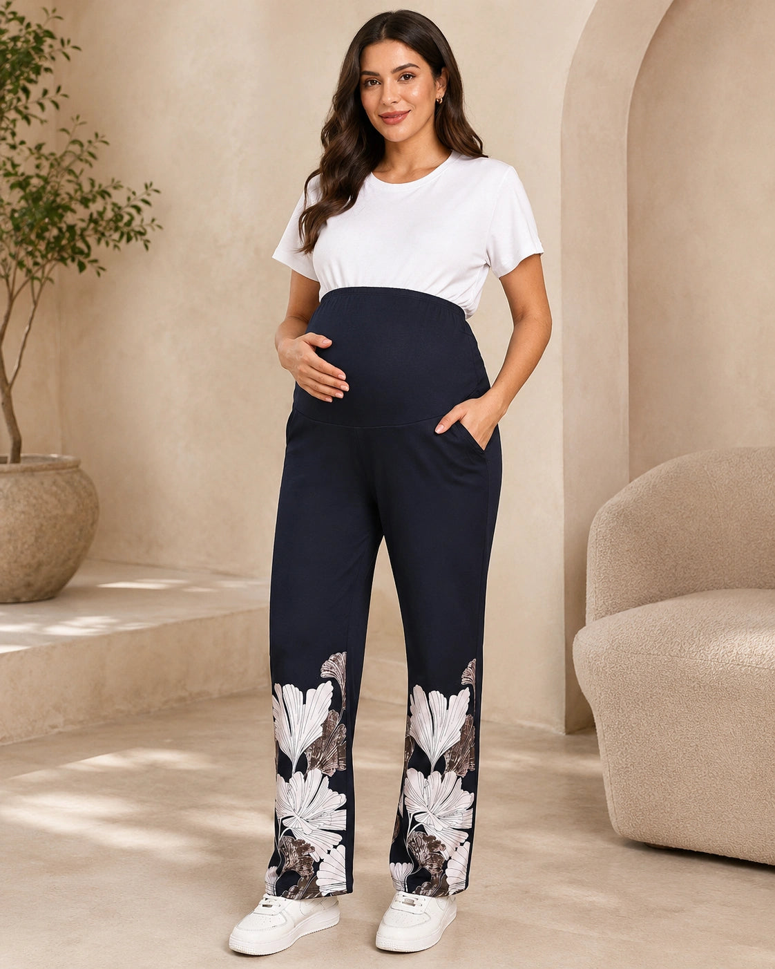 Women’s Bottom Floral Print Maternity Track Pants