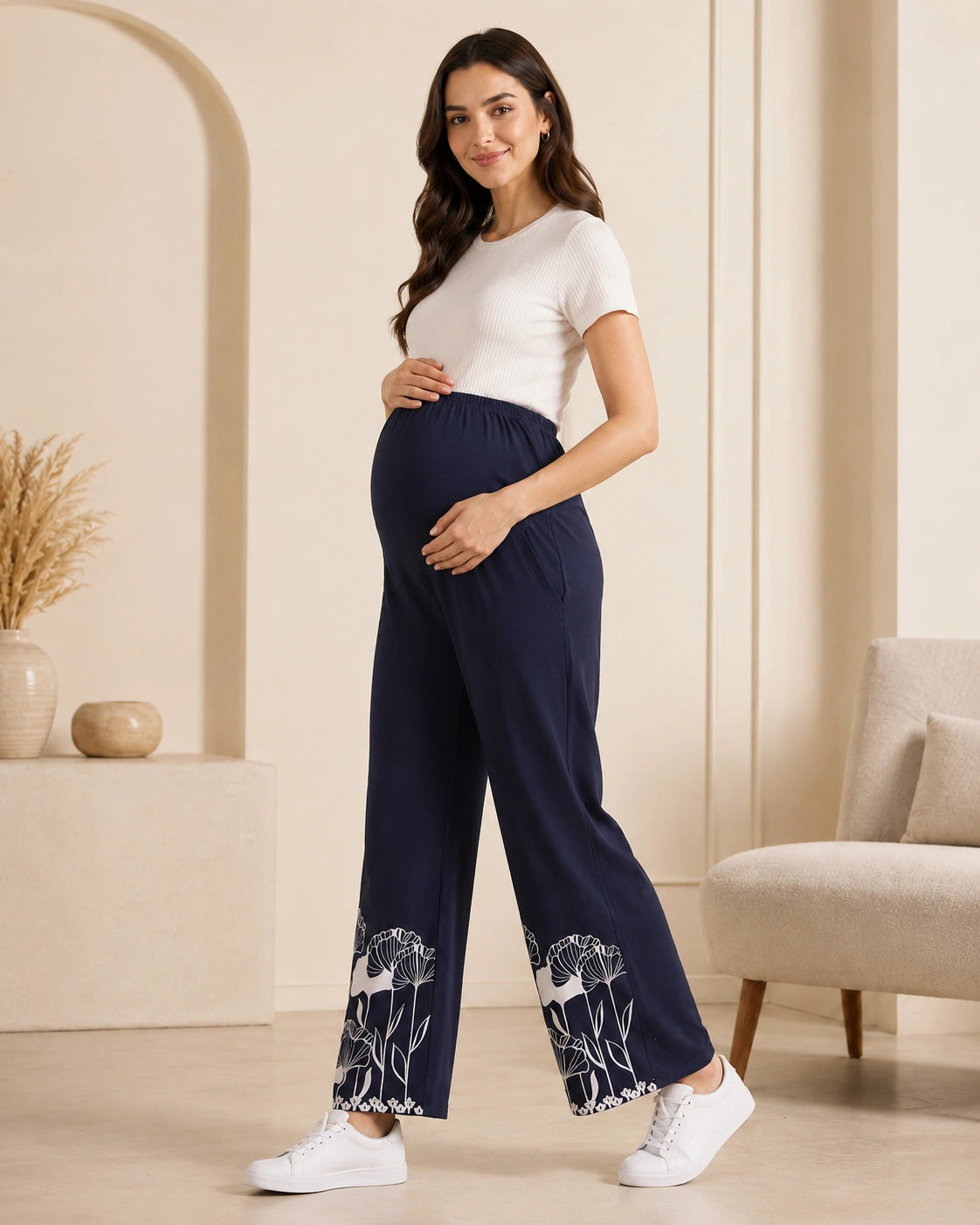 Women’s Bottom Floral Print Maternity Track Pants