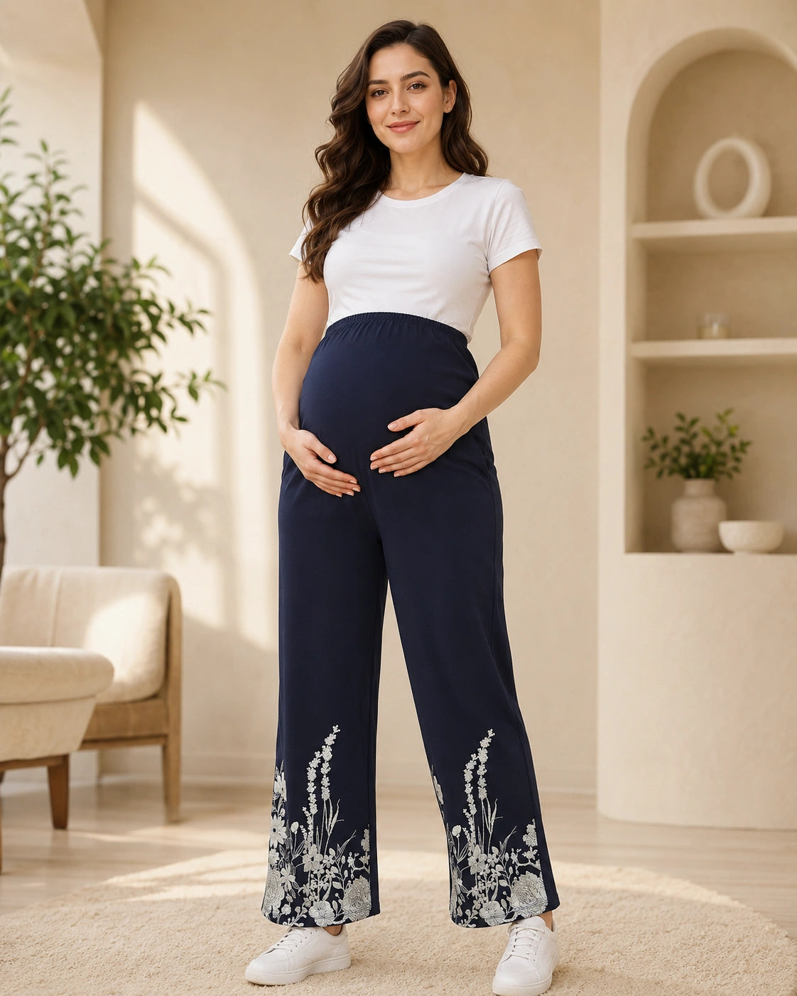 Women’s Bottom Floral Print Maternity Track Pants