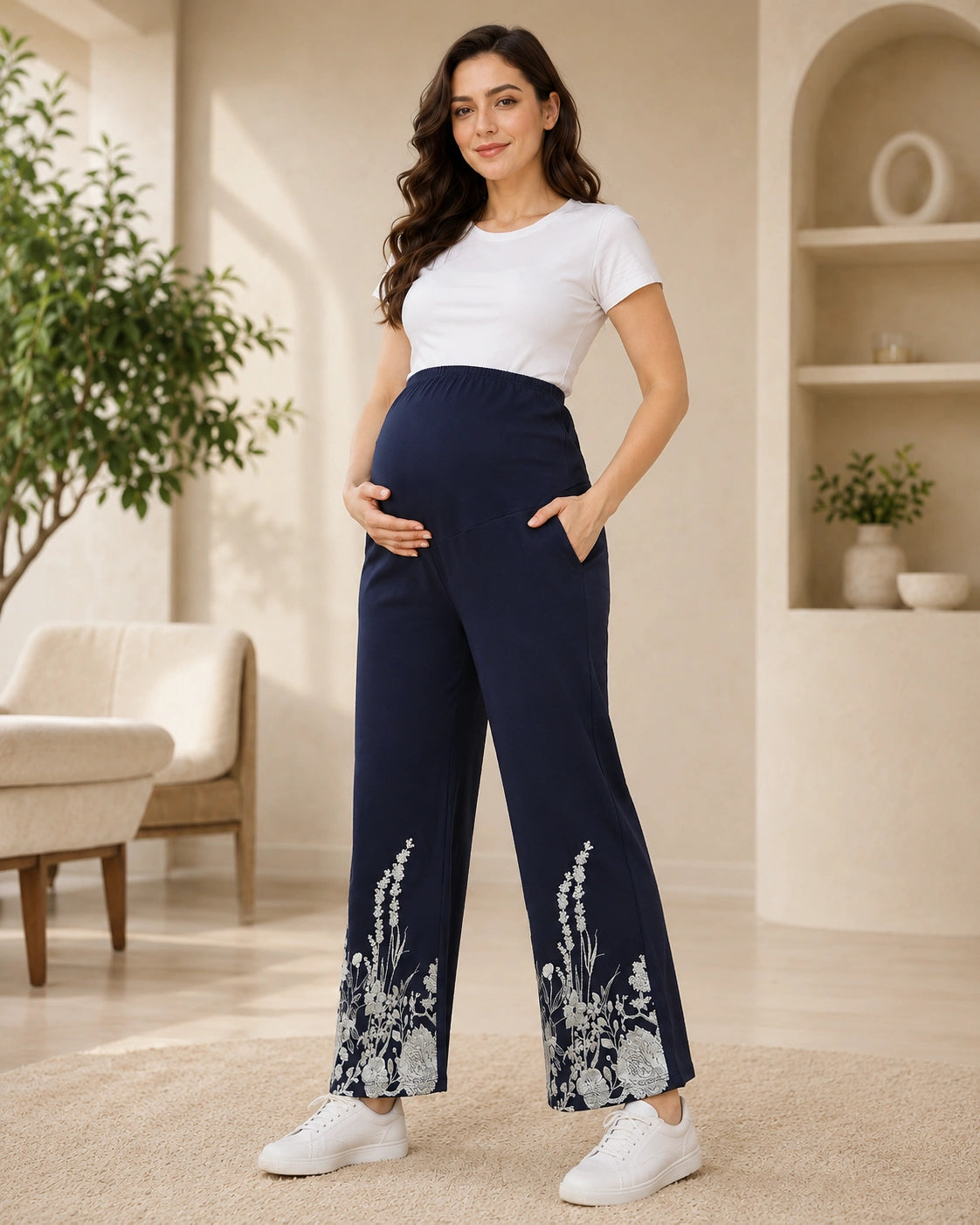 Women’s Bottom Floral Print Maternity Track Pants