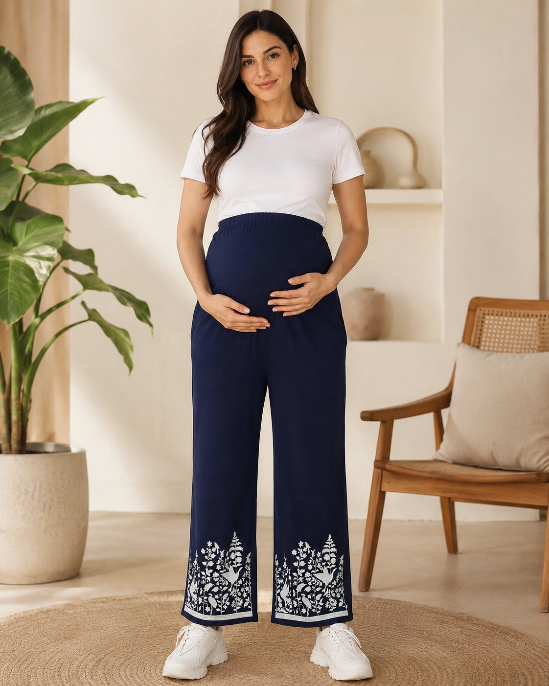 Women’s Bottom Floral Print Maternity Track Pants