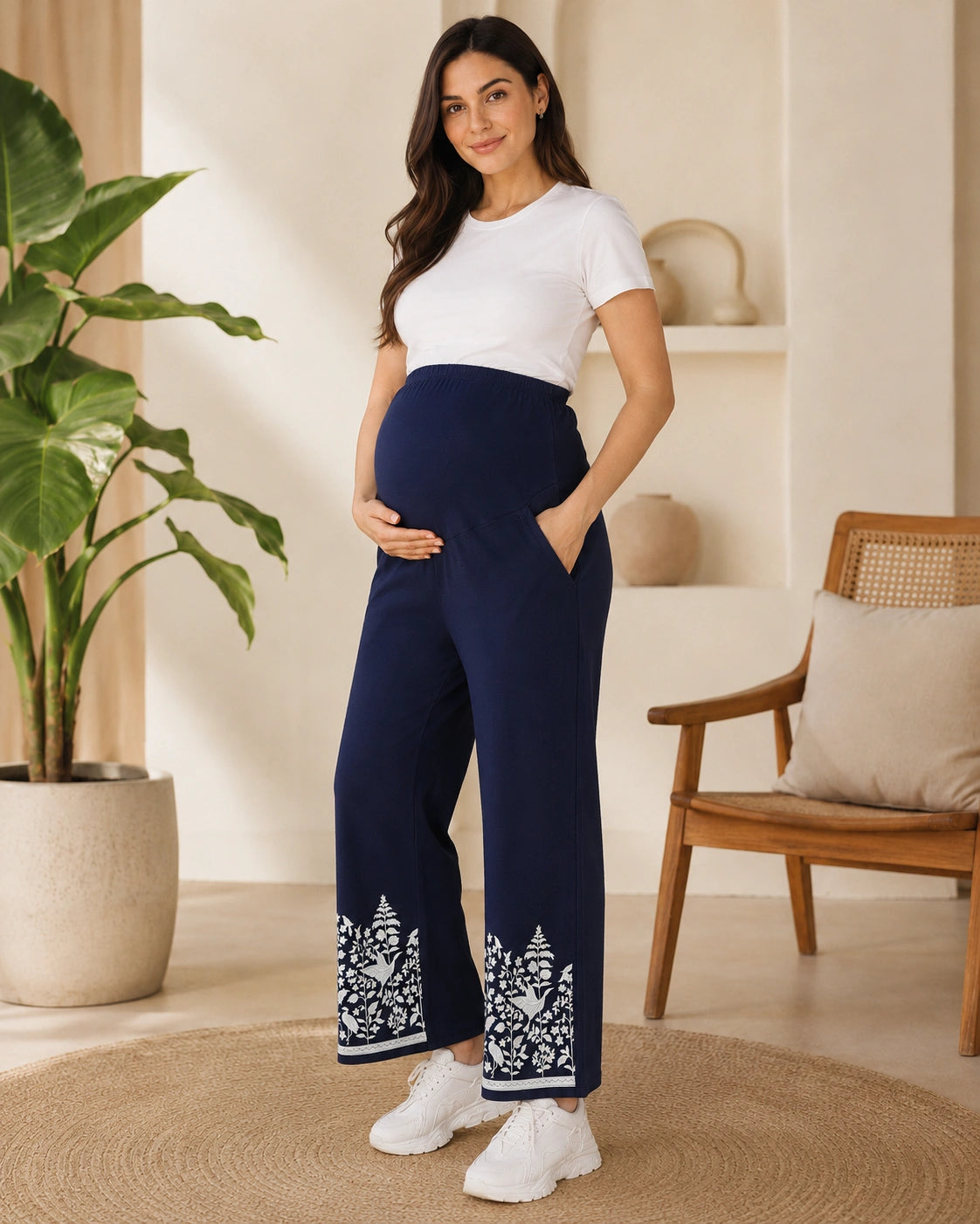 Women’s Bottom Floral Print Maternity Track Pants