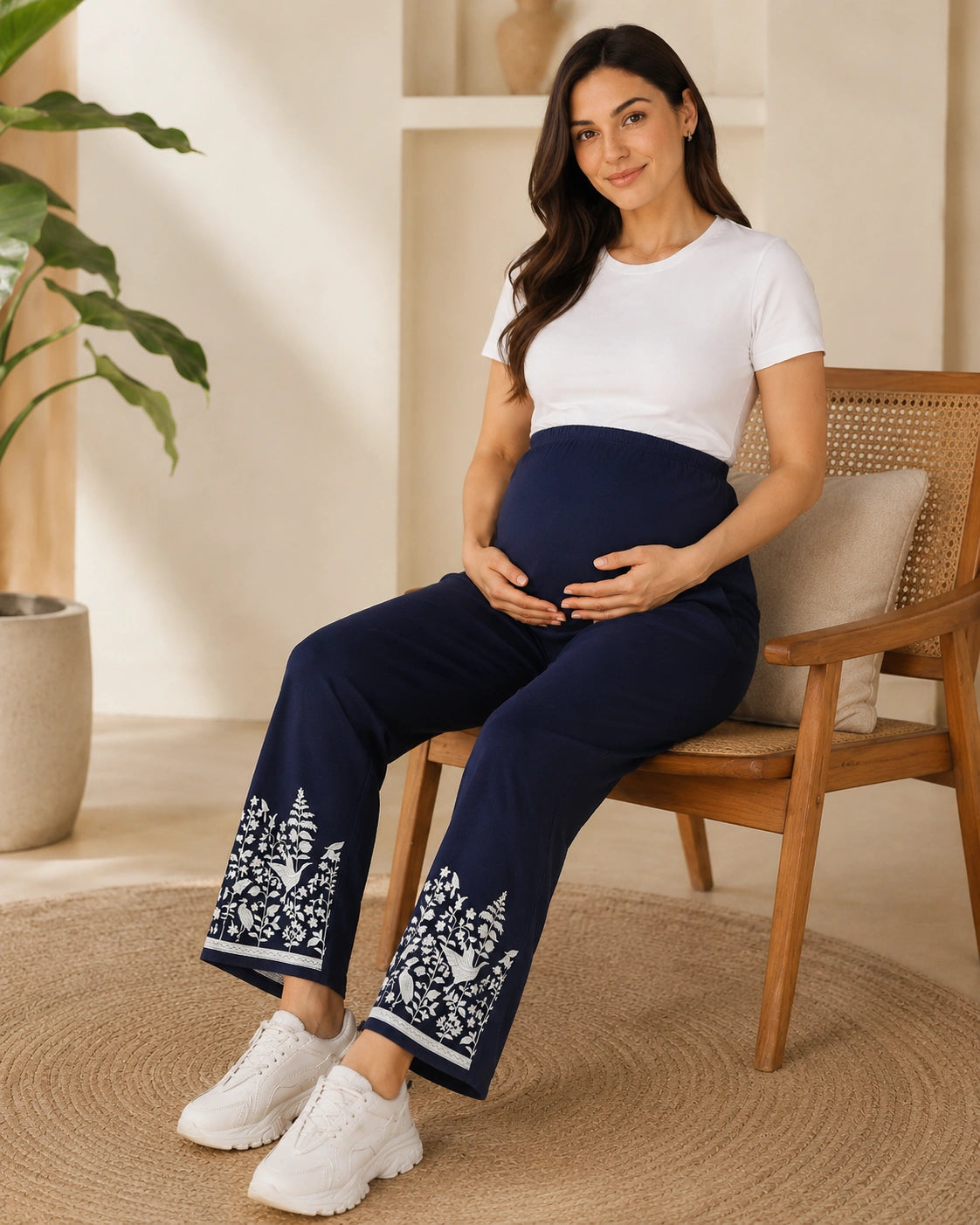 Women’s Bottom Floral Print Maternity Track Pants