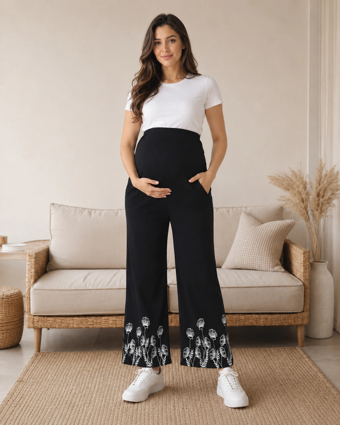 Women’s Bottom Floral Print Maternity Track Pants
