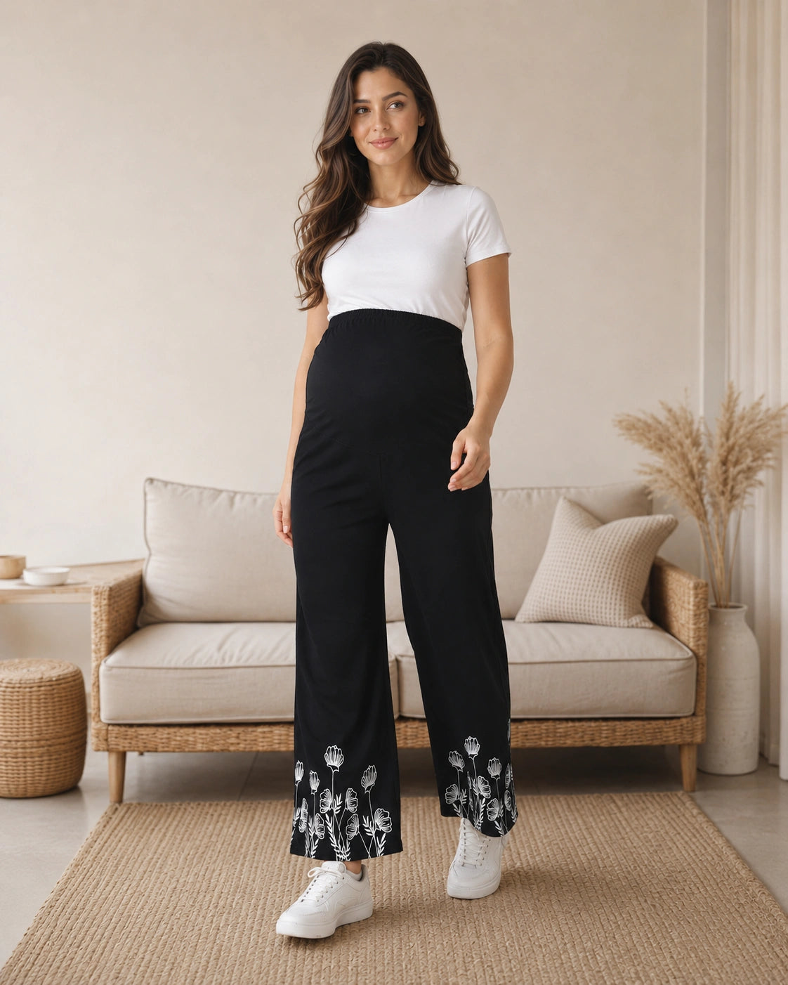 Women’s Bottom Floral Print Maternity Track Pants