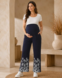 Women’s Bottom Floral Print Maternity Track Pants
