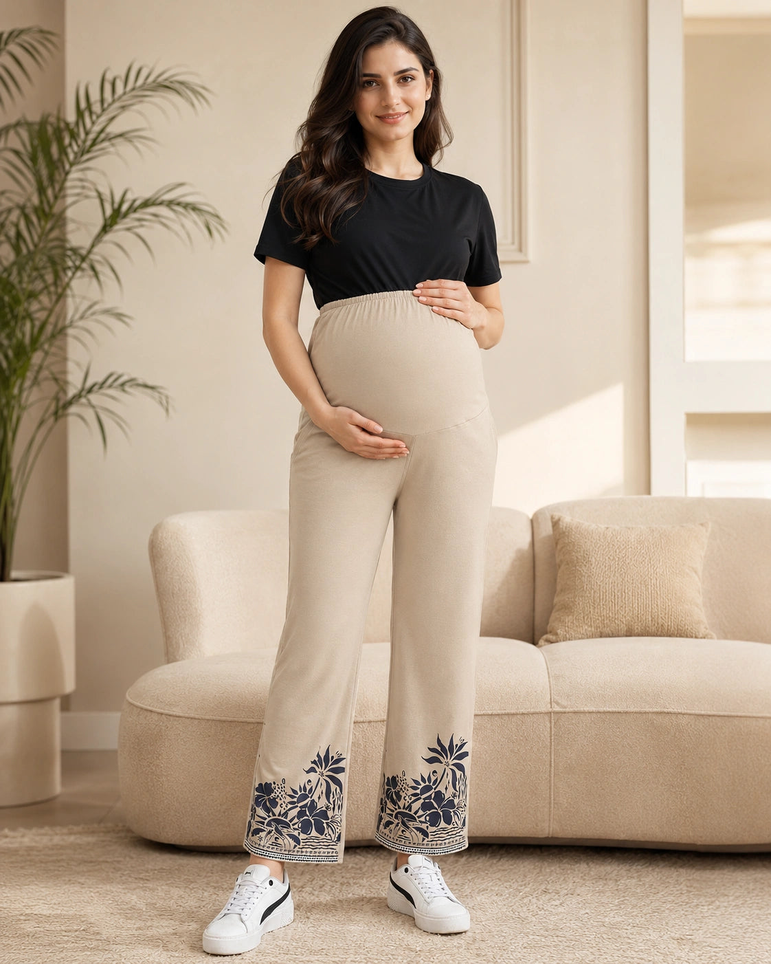 Women’s Bottom Floral Print Maternity Track Pants