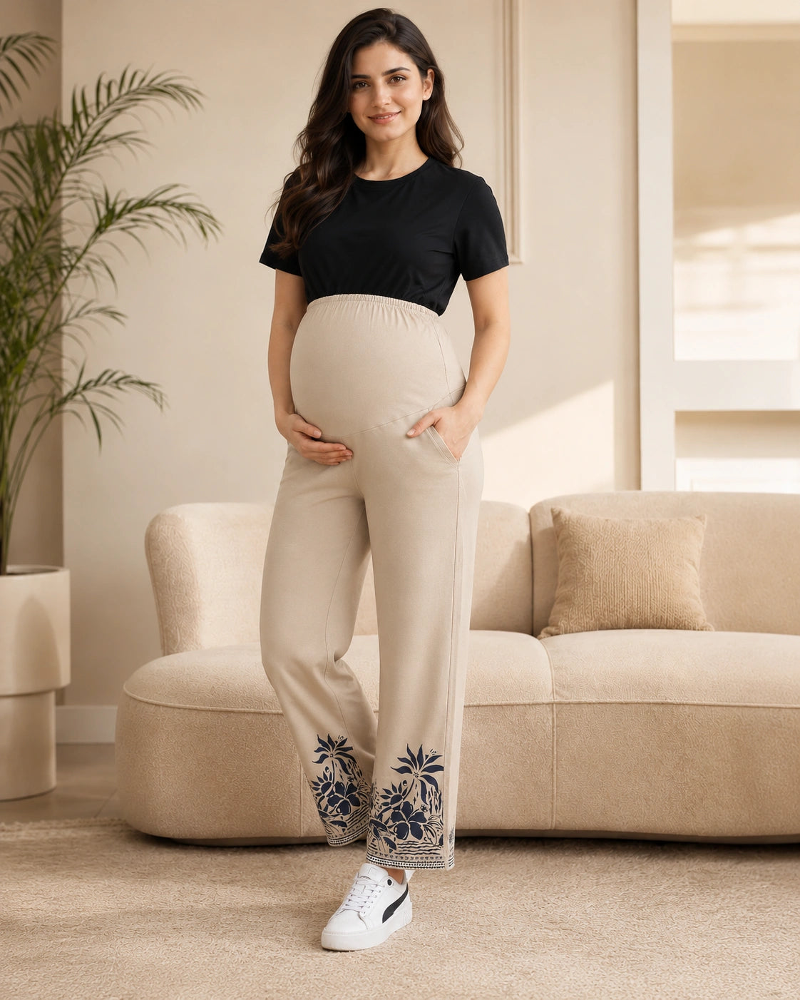 Women’s Bottom Floral Print Maternity Track Pants