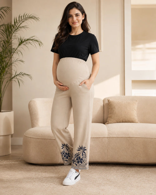 Women’s Bottom Floral Print Maternity Track Pants