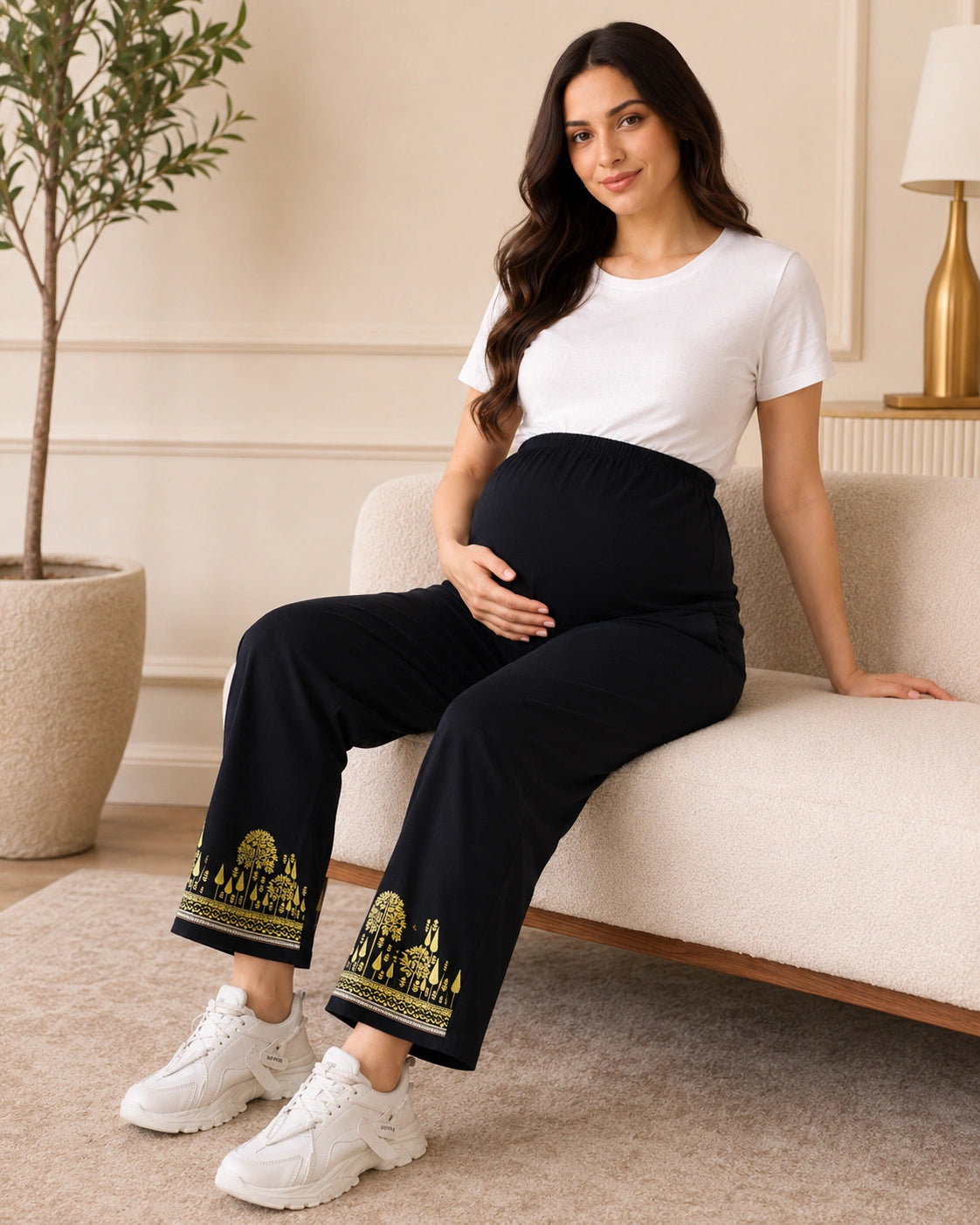 Women’s Bottom Floral Print Maternity Track Pants
