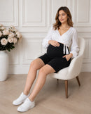 Women’s Black Solid Cotton Maternity Shorts